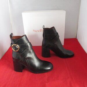 See by Chloe 80 Zelda Leather Ankle Booties $550 - EU 36 1/2 - Black - 1061